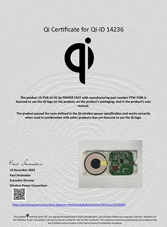 Qi Certificate for QI-ID 14236